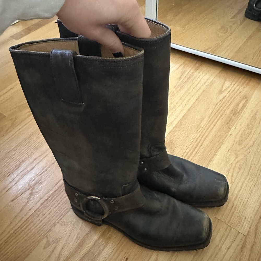 Distressed grey/ charcoal Frye moto boot- like new condition, only worn twice!